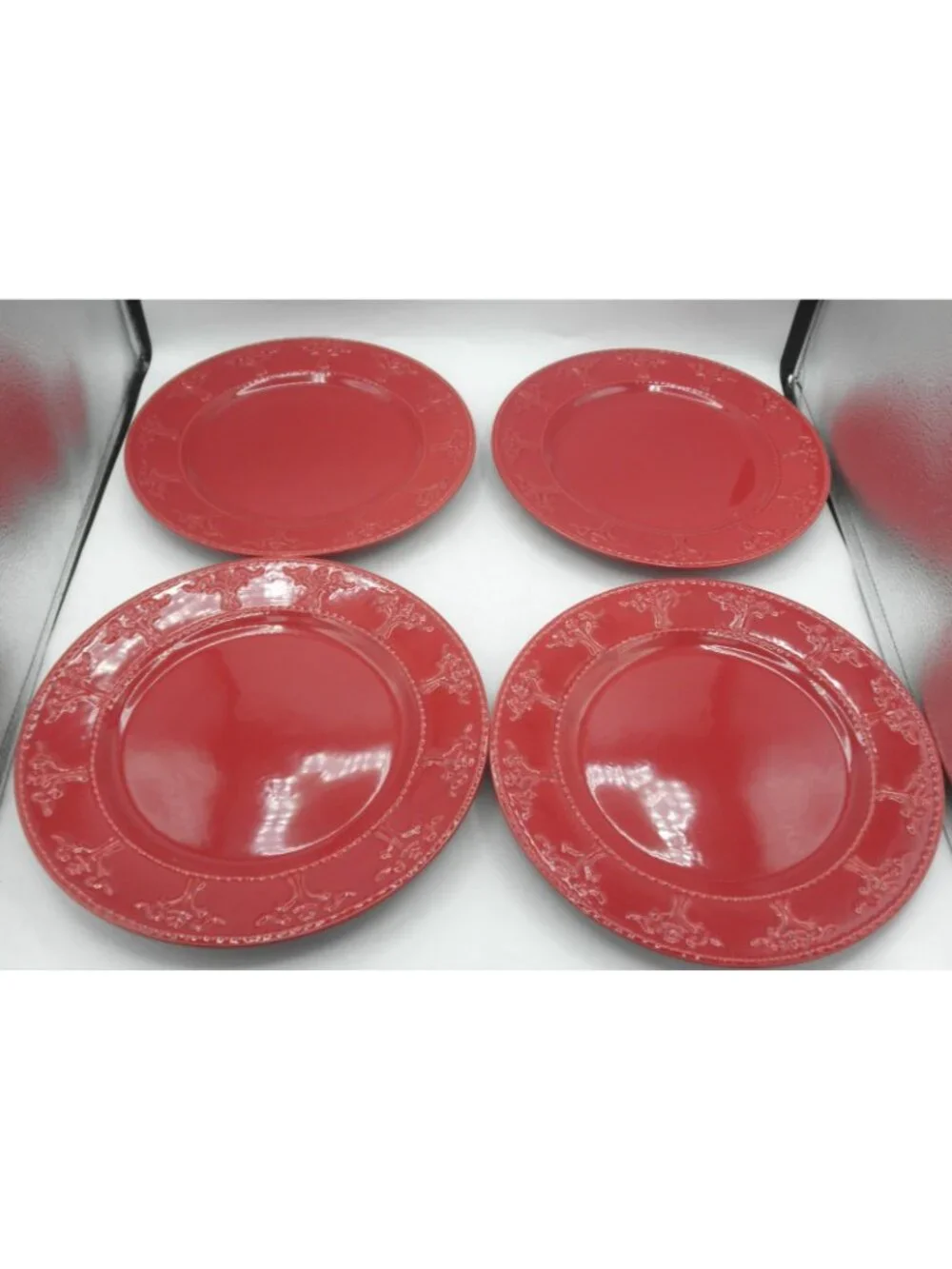 Athena Red by JC Penney Home 10-3/8 inch Dinner Plates Set of 4 Pattern: JCPATHR